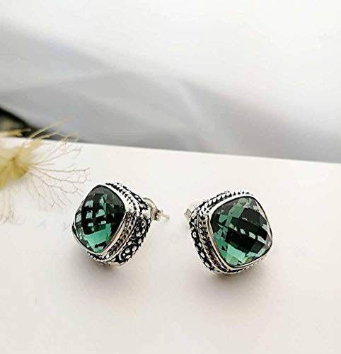 Boucles d'oreilles s925 hypoallergéniques cristal vert style chinois anti-ternissement - 6