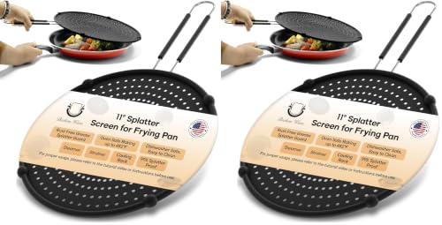 Image of Splatter Screen for Frying Pan -11-Inch Silicone Grease Splatter Guard for 9 inch-11 inch Pans- |USA Brand| (Pack of 2)