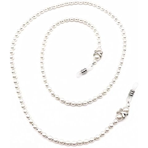 Lady Seven Fashion White Small Pearl Beaded Eyeglass Chain Holder for Women Cover