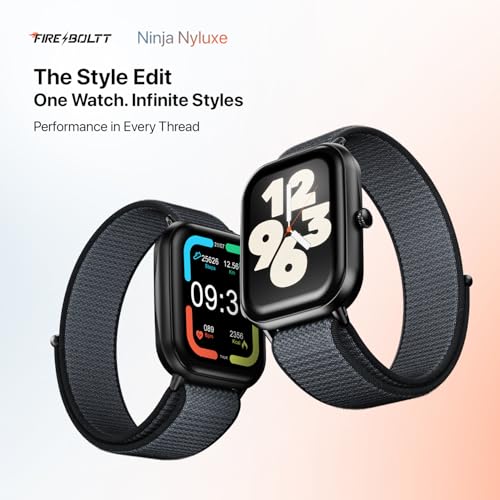 Image of Fire-Boltt Ninja Call Pro Max Nyluxe Smart Watch 2.01 inch Display, Bluetooth Calling, 120+ Sports Modes, Health Suite, Voice Assistance (Charcoal Grey)