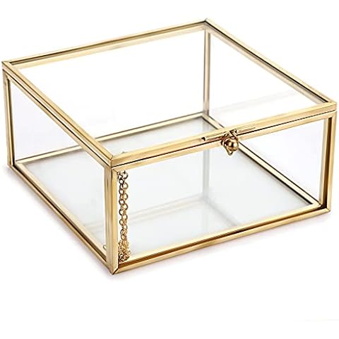 Hipiwe Vintage Glass Jewelry Organizer Box Cover