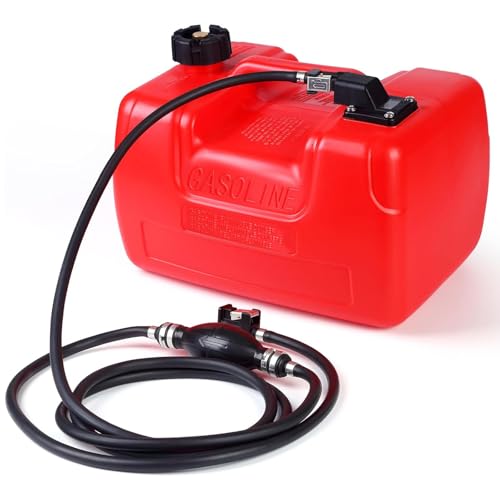 6L Portable Boat Tank 3 Gal Outboard Marine Tank with 9.8ft Hose & Level Gauge Line l-Shaped Handle Easy to Carry