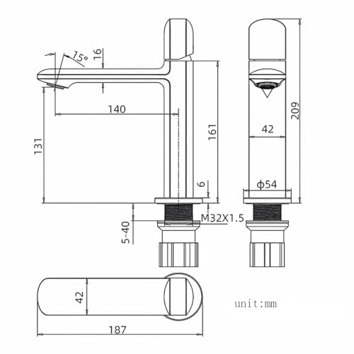 Mitigeur de lavabo en laiton gris chic pour salle de bains moderne - 2