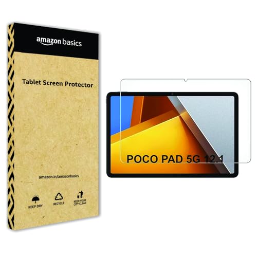 Image of amazon basics Tempered Glass for Poco Pad 12.1 inch Screen Protector Guard for Poco Pad 12.1 inch Tablet Transparent