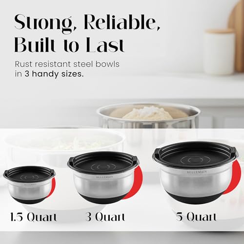 Bellemain Mixing Bowls with Lids Set - Stainless Steel Mixing Bowls with Airtight Lids - Food Storage Containers - 3PCS Set with Non-Slip Bottoms Kitchen Essentials for Baking - Serving by Bellemain - Image 5