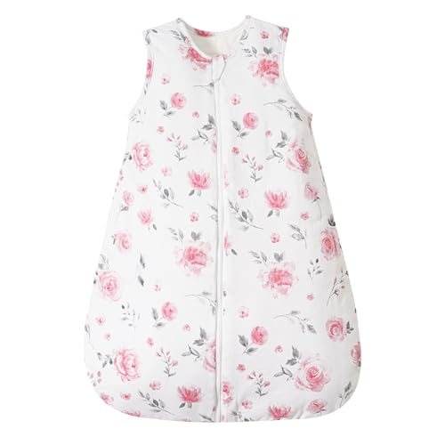 david's kids Baby Winter Wearable Blanket 0-6 Months, 2.5 TOG Cotton Wearable Blanket with 2-Way Zipper, Warm Wearable Blanket for Unisex Boys Girls, Small Size, Floral Flower