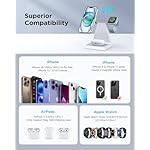 Magnetic Wireless Charger for iPhone - 3-in-1 Fast Charging Station Compatible with MagSafe Charger iPhone 16-12 Series Apple Watch AirPods for Nightstand Desktop Bedside (White) - Image 2