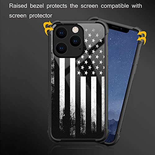 CARLOCA Compatible with iPhone 14 Case,Retro Black White American Flag Graphic Design Shockproof Anti-Scratch Drop Protection Case for iPhone 14 - image 3