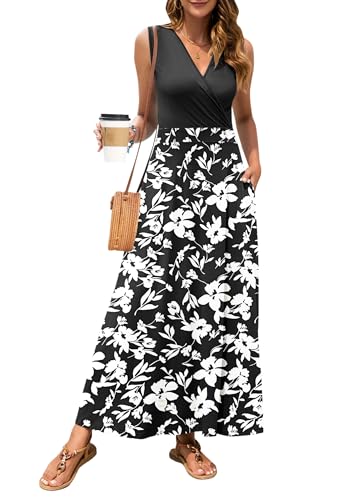 Image of MISFAY Women Maxi Dress Sleeveless Wrap V Neck Summer Boho Casual