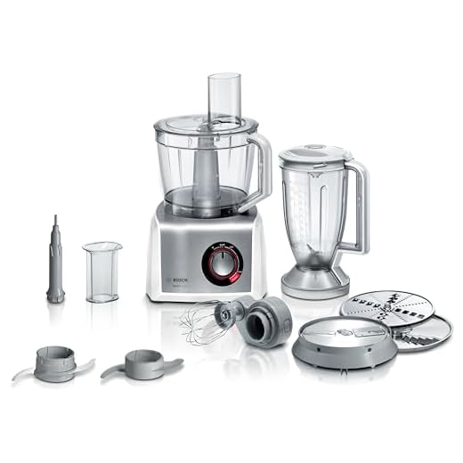 Bosch Robot da Cucina Compatto MC812S814, 45 Funzioni, 1250 W, Velocità Regolabile, Ciotola XXL da 3.9L, Frullatore da 1.5 L Incluso, Accessori per Tagliare, Macinare, Impastare, Grattugiare, Bianco