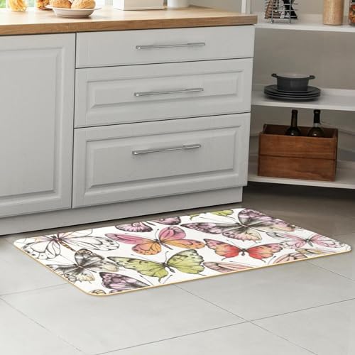 Tapete absorbente para cocina, pasillo y cuarto de lavado con mariposas 7