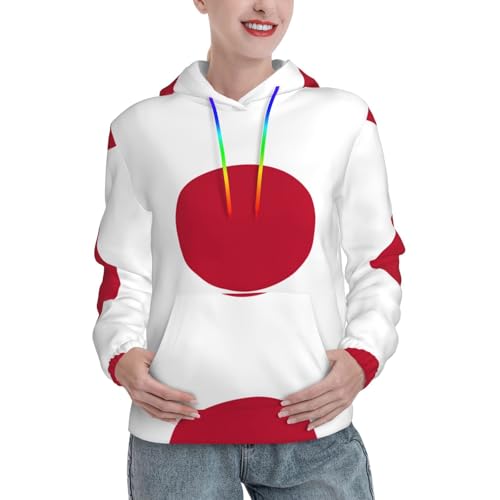 Sweat à capuche drapeau japonais femme avec poche kangourou extensible