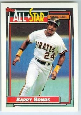 Barry Bonds baseball card (Pittsburgh Pirates Home Run King) 1992 Topps #390 All Star : Collectibles & Fine Art