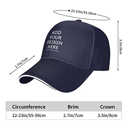 Custom Hat Design Your Own, Personalized Classic Hats For Men Women,Snapback Baseball Cap Dad For Outdoor Adjustable (Navy) #TOP1