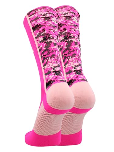MadSportsstuff Pink Ribbon Breast Cancer Awareness Socks for Football Basketball Digital Camo Crew for Boys Men Youth Adult2