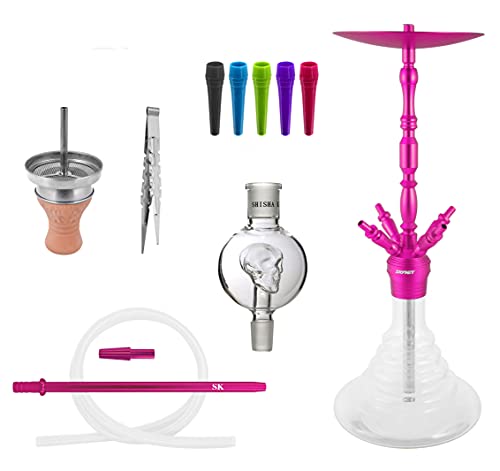 Skynet® Air Shisha Set Hookah 86cm Alu + Zubehör | große Wasserpfeife Komplett Molassefänger Schlauch Tonkopf 100x…