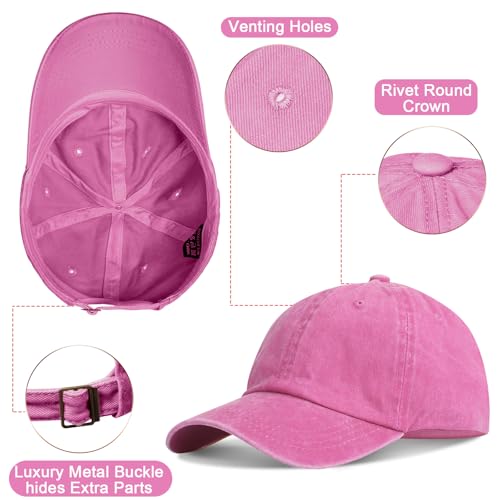 Image of Geyoga 7 Pieces Unisex Vintage Washed Distressed Baseball Hat Baseball Cap for Dad Twill Adjustable Hat