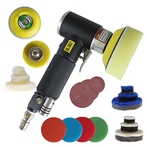 Mini Poliermaschine,druckluft Polierer 25mm 50mm 80mm Exzenter Schleifer Druckluft Winkelschleifer Poliermaschin/polierer Mit 24tlg Polierschwämme Polierpad Polierschleifmaschine Set ​für Auto