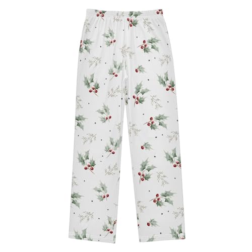 Boys' Pants Christmas Holly Twig Red Berry Star Long Bottoms Jogger Pants Elastic Waist Trousers with Pockets S-XL - Main Image