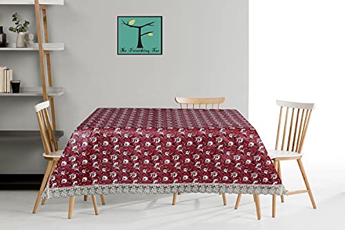Image of The Furnishing Tree Waterproof Square Shaped 4 Seater Printed Center Table Cover Size 48x48 inches with White Border Lace