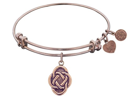 Angelica Collection Antique Pink Stipple Finish Brass Celtic Oval Knot Expandable Bangle #TOP26