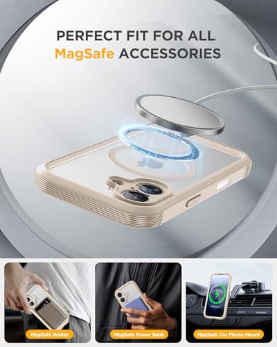 Image of miracase for iPhone 16 Case 6.1'', Full-Body Bumper Phone case with Built-in Full Glass Screen &Camera Control,No Gap,Compatible with MagSafe,Drop Proof 16 Cover,Gold