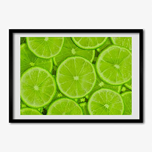 Citrons verts tableau cadre en bois 70x50 cm pour sublimer votre cuisine