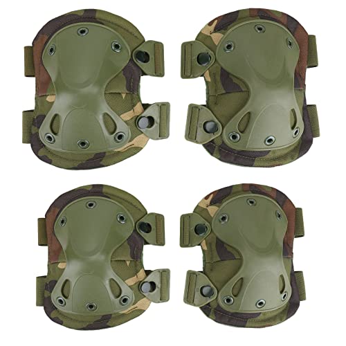 BAIGIO 4ps Codo Militar Protector de Rodilla Rodilleras y Coderas Duras, Juego de Almohadillas Protectoras Tácticas para Adultos para Combate Táctico Militar,Caza,Patinaje,Escalada,Paintball,Esquí