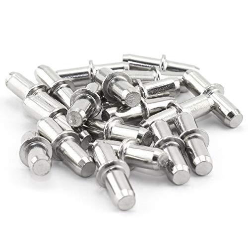 Image of 20pcs 5x20mm Shelf Supports Pegs Studs Nickel Plated Finish Adjustable Shelves Bracket Holder Furniture Hardware Cupboard Cabinet Wardrobe Shelf Pins
