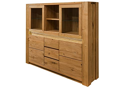 MASSIVMOEBEL24.DE Highboard Wildeiche 163x40x142 Tabacco Brown geölt Kent...