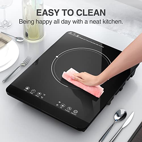 GTKZW Portable Induction Cooktop, Single Burner Electric Cooktop 110v Hot Plates Countertop Burner 1800W,9 Power & 9 Temperature Settings, Child Lock,Timer,Suitable for Magnetic Pans - Image 7