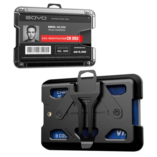 GOVO T6X Badge Holder/Wallet Horizontal Version Holds 1-8 Cards (Black with Clip)