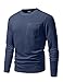 JMIERR Men's Clothing Long Sleeve Casual Crewneck Ribbed Stripes Slim Fit Pullover T Shirts Undershirt with Pocket, S, Blue