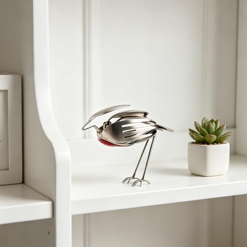 Escultura de pájaro petirrojo de metal artesanal miniatura 4