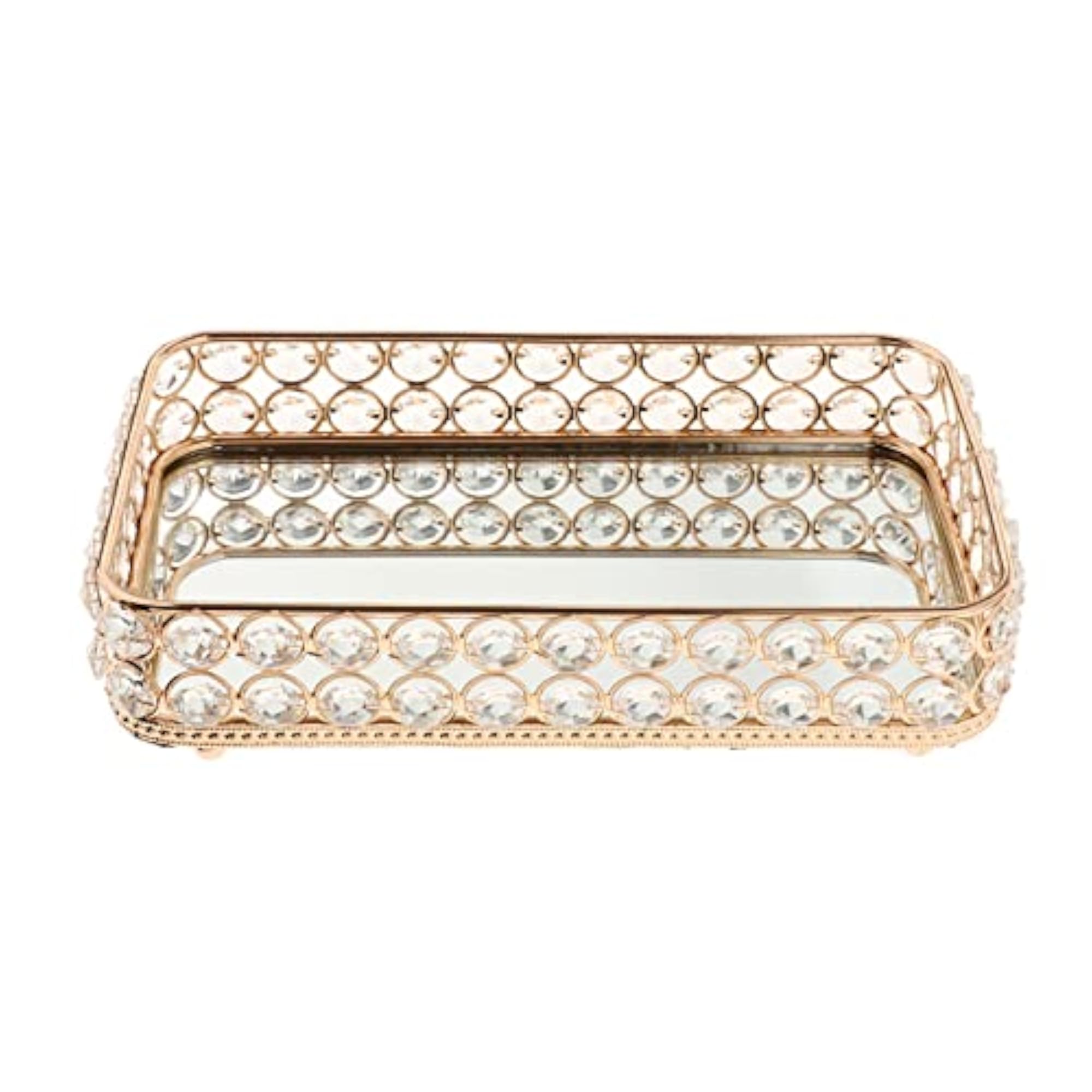 Rectangle Crystal Tray Mirrored Perfume Organizer