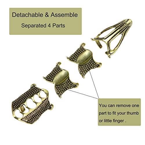 3Pcs Finger Armor Resizable Punk Full Finger Ring Claws Adjustable Long Knuckle Rings For Women Men Vintage Halloween Cosplay Party Jewelry（Medium Size 4-8） #TOP2