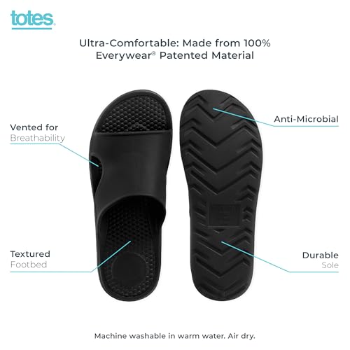 Image of Totes Men's Everywear Slide Sandals Lightweight Waterproof Comfort Slides with Cushioned Footbed for Pool, Beach & Everyday Wear