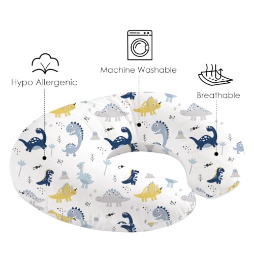 Image of Little Grape Land Nursing Pillow Covers 2 Pack, Soft & Breathable Removable Breastfeeding Pillows Covers for Feeding Pillows, Nursing Pillow Slipcover for Baby Girls Boys, (Dinosaur)