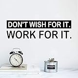 AnFigure Wall Stickers for Living Room - Motivational Quotes Wall Decals - Gym Garage Office Inspirational Wall Stickers - Yoga Sports Exercise Workout Fitness Poster Wall Decor - Don't Wish for it Work for it 25'X7'
