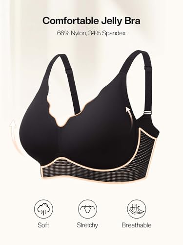 Image of Wireless Jelly Bras for Women No Underwire with Support - S-2XL Seamless Bralettes Everyday Comfort Tshirt Padded Bra