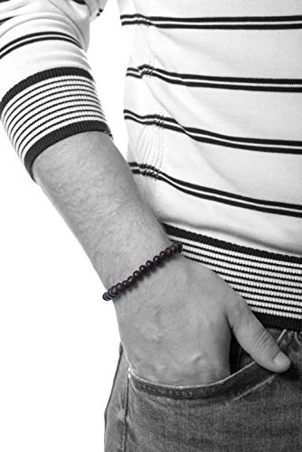 AMBERAGE Natural Baltic Amber Bracelet for Adults (Women/Men) - Hand made From Raw-Unpolished/Certified Baltic Amber Beads(6 Colors) (8, Raw-Unpolished Dark Cherry)3