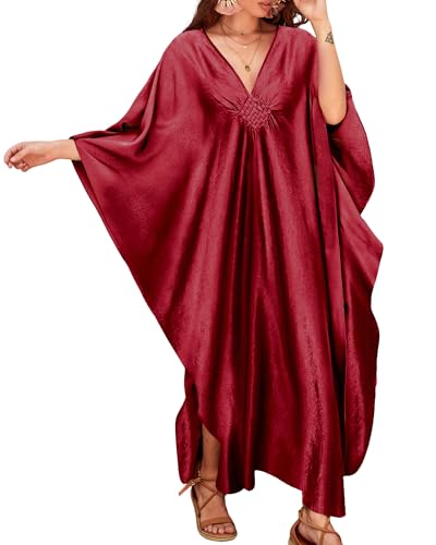 Bsubseach Women Casual Kaftan Dresses Batwing Sleeve Plus Size Swimsuit