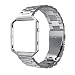 Simpeak Fitbit Blaze Band Frame, Replacement Stainless Steel Band with Metal Frame for Fit bit Blaze Smart Fitness Watch ( Match Link Removal Tool), Silver
