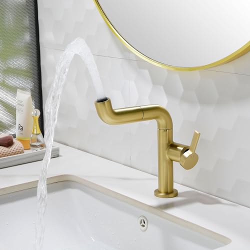 Robinet de lavabo 720° en laiton avec bec queue d'éléphant pivotant - 2