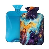 Borsa dell'acqua calda con coperchio, 2 l, motivo: galassia spaziale e nebulosa per adulti, per scaldare/alleviare il dolore