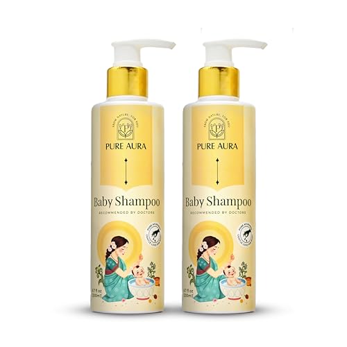 Image of Pure Aura Baby Shampoo (Pack of 2, 200ml) - Ayurvedic, Paraben-Free, Gentle on baby's scalp & hair, safe for newborns & kids, trusted by doctors.