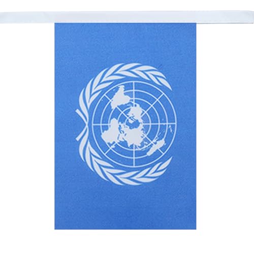 Image of AZ FLAG United Nations 6 meters BUNTING Flag 20 flags 9'' x 6'' - UNO STRING flags 15 x 21 cm
