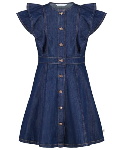 Image of Calvin Klein Girls' Short Sleeve Lightweight Chambray Denim Shirt Dress
