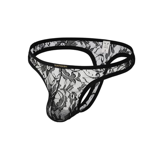 MuscleMate Men's Lace Thong Panties Sheer Mesh Bikini Briefs T-back G-string Underwear.