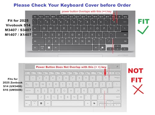 Image of RAYA Silicone Keyboard Cover for ASUS Vivobook S14 Compatible with M3407 /S3407 /M1407 /X1407 /M5406 /S5406 Laptop Models (Black)